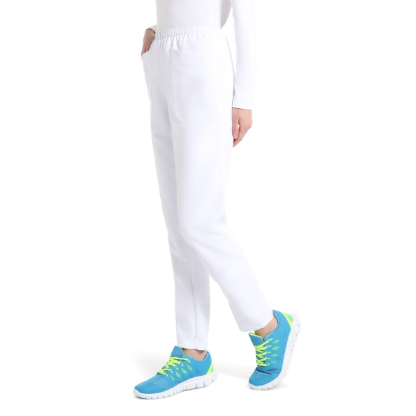 Pantaloni medicali care nu se calca, Quick Fast alb, 100% microfibra