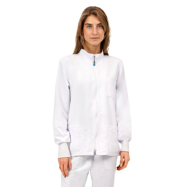 Bluze medicale albe, fara calcare, Quick Next, maneca lunga
