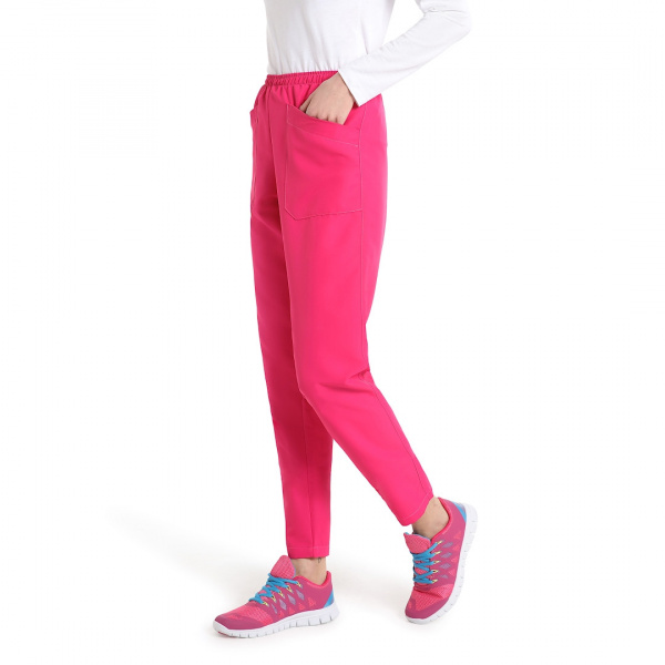 Pantaloni medicali care nu se calca, Quick Fast fucsia, 100% microfibra