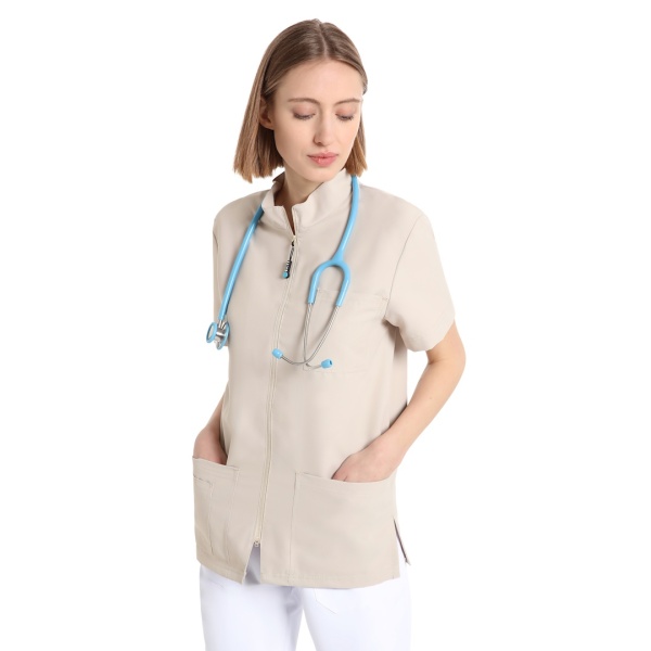 Bluze medicale care nu se calca, Quick Next bej, 100% microfibra
