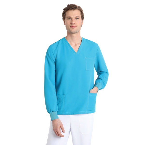 Bluze medicale care nu se calca, Quick Smart turcoaz, maneca lunga
