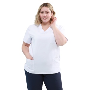 Bluze medicale care nu se calca, Quick Smart albe, maneca scurta pentru femei