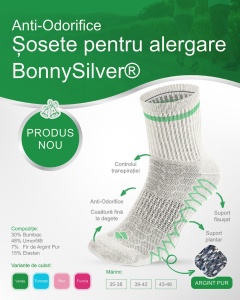Sosete alergare, talpa flausata, BonnySilver® 303K gri verde