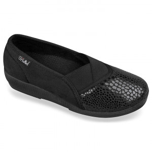 Balerini ortopedici pentru femei OrtoMed 6103-S28 negru calapod lat