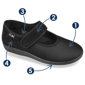 Pantofi ortopedici stretch pentru femei OrtoMed 6047-T77 negru