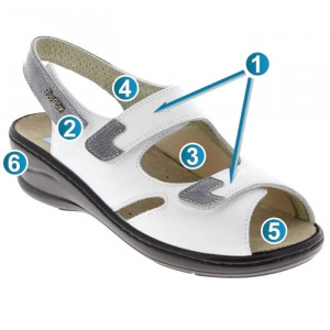 Sandale ortopedice, pentru Hallux Valgus, PodoWell Damia Alb piele naturala