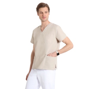Bluze medicale care nu se calca, Quick Smart bej, maneca scurta