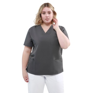 Bluze medicale care nu se calca, Quick Smart gri, maneca scurta