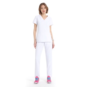 Pantaloni medicali care nu se calca, Quick Fast alb, 100% microfibra