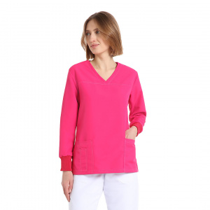 Bluze medicale care nu se calca, Quick Power fucsia, maneca lunga