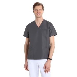 Bluze medicale care nu se calca, Quick Smart gri, maneca scurta