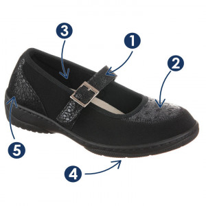 Pantofi ortopedici pentru Hallux Valgus Podowell Madona negru calapod lat