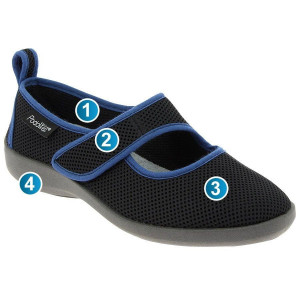 Pantofi sport ortopedici, pentru femei, Podowell Tarnos negru calapod lat