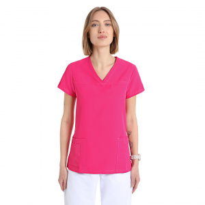 Bluze medicale care nu se calca, Quick® Power fucsia, maneca scurta femei