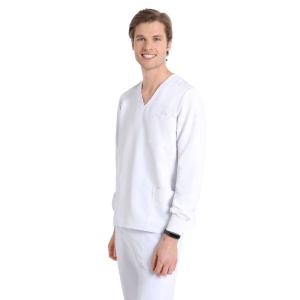 Bluze medicale care nu se calca, Quick Smart albe, maneca lunga