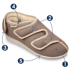 Pantofi medicali, imblaniti, lana naturala, OrtoMed 8051-T22 bej