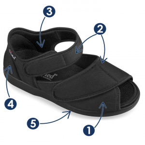 Sandale medicale stretch calapod lat femei OrtoMed 551-T77 negru