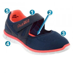 Pantofi sport ortopedici femei Podowell Vaucluse bleumarin calapod lat