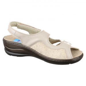 Sandale ortopedice, pentru Hallux Valgus, PodoWell Dina Bej piele si stretch