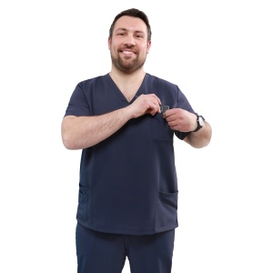 Bluze medicale care nu se calca, Quick Smart bleumarin, maneca scurta