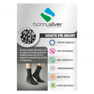 Sosete pentru diabetici, 22% fir argint pur, BonnySilver® 