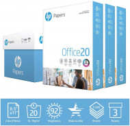 HP Printer Paper 8.5x11 Office 20 lb 3 Ream Case 1500 Sheets 92 B