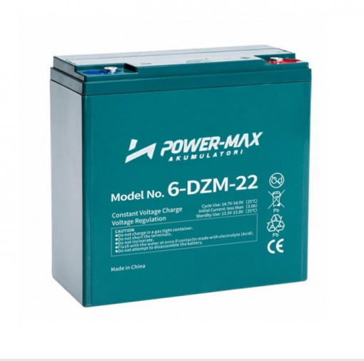 Baterija Power-Max 6-DZM-22, 12V / 22Ah