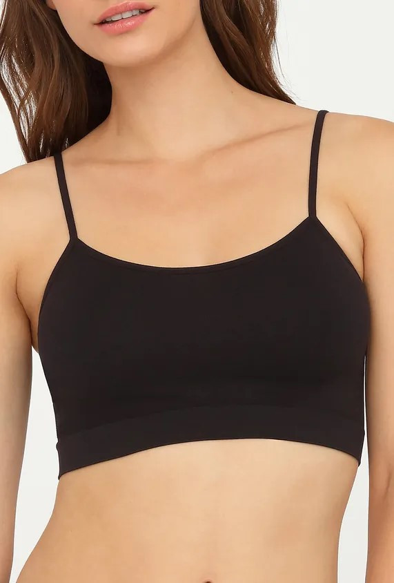 Bustiera GATTA bretele subtiri Microfibra Seamless/ NEGRU