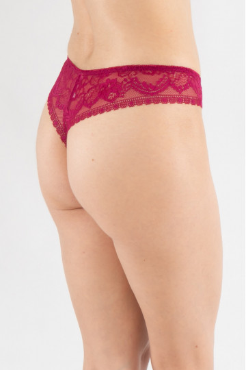 Chilot femei brazilian, bumbac si dantela / FUCSIA - Img 3