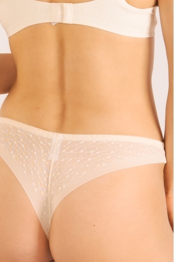 Chiloti eleganti Rosalia, model panty brazilian, din dantela, Cream - Img 4
