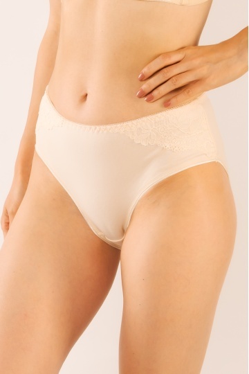 Chiloti femei CLAUDIA, chilot clasic din bumbac, dantela pe sold, Cream - Img 4