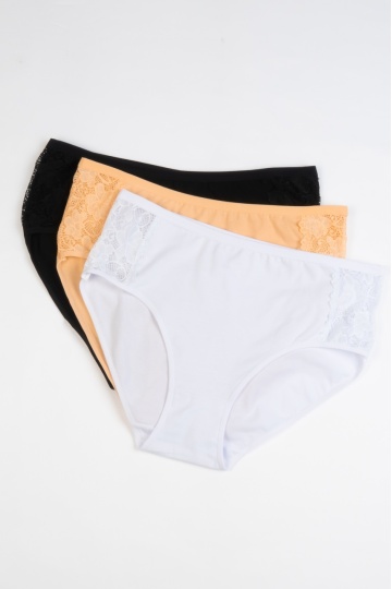 Chiloti femei Corina, clasic bumbac si dantela Negru XL-4XL - Img 2