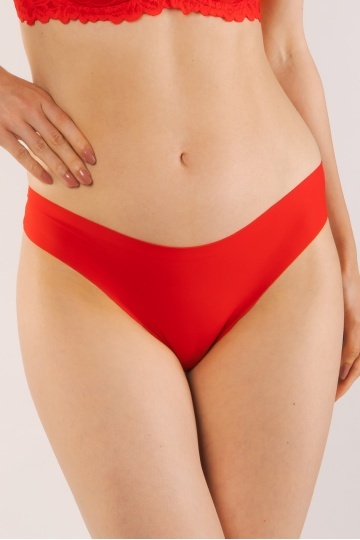Chiloti laser cut IVY, panty Clasic fara cusaturi la tiv, microfibra, Rosu - Img 2