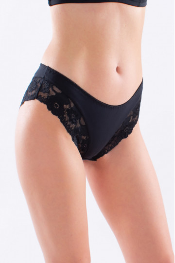 Chiloti Verona, brazilian bumbac si dantela,, Negru