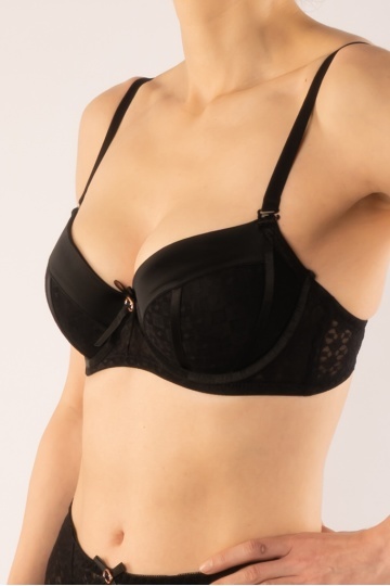 Sutien Chiara push-up elegant, cupa preformata, Negru - Img 2
