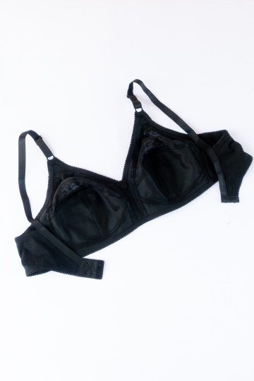 Sutien Clasic Maria, fara armatura din bumbac cu dantela, cupe B, C si D, E, Negru - Img 3
