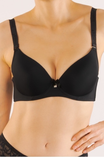 Sutien cupa preformata subtire Maribel, imbracat in microfibra, cupe B, C, D, Negru - Img 3