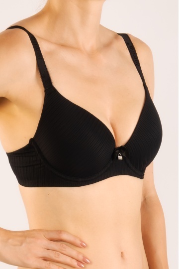 Sutien cupa subtire Magnolia, imbracat in microfibra, cupe B, C, D, Negru - Img 2