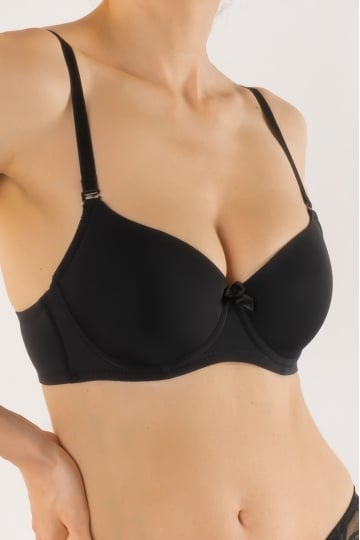 Sutien cupa subtire preformata microfibra, Bella , Negru , cupe B, C, D - Img 1