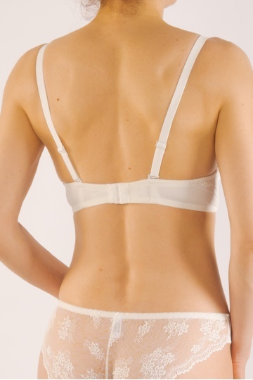 Sutien extra-push up Shanti, imbracat in dantela, cupe burete gros, Alb - Img 4