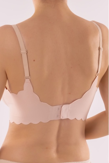 Sutien Piana tip bustiera soft confort fara armatura, cupe moi, din microfibra, Natural Beige - Img 3
