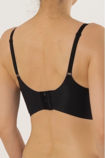 Sutien tip bustiera soft confort fara armatura, cupe moi, din microfibra Naira, Negru - Img 7