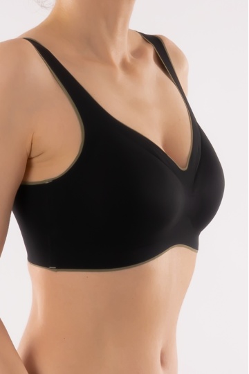 Sutien tip bustiera soft confort fara armatura, cupe moi, din microfibra Nadia, Negru - Img 2