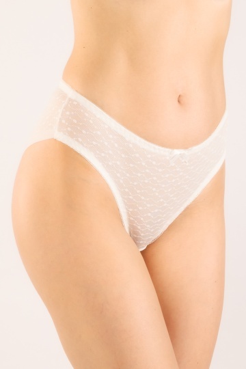 Chiloti eleganti Mina, model panty brazilian,din dantela, Alb - Img 4