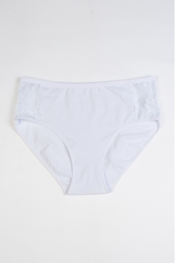 Chiloti femei Corina, clasic bumbac si dantela Negru XL-4XL - Img 1