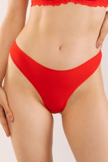 Chiloti laser cut Marigold, Tanga fara cusaturi la tiv, microfibra, Rosu - Img 3