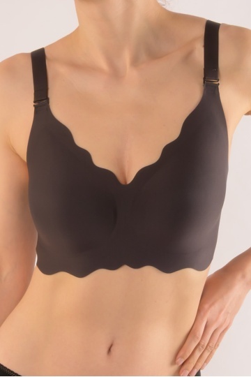 Sutien Antonia, tip bustiera soft confort fara armatura, cupe moi, din microfibra S - 3XL Negru Grafit - Img 2