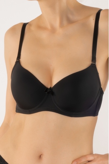 Sutien cupa subtire preformata microfibra, Bella , Negru , cupe B, C, D, E, F - Img 3