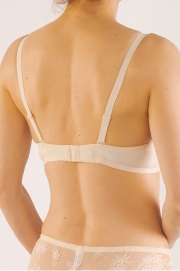 Sutien extra-push up Shanti, imbracat in dantela, cupe burete gros, Cream - Img 4