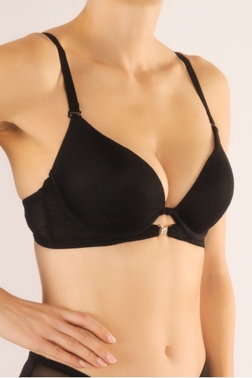 Sutien Flora cupa push-up mediu preformata, cupe B si C, Negru - Img 2
